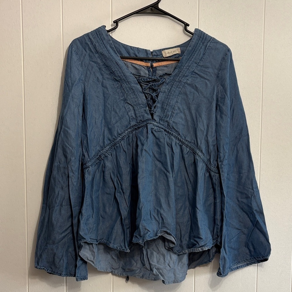 Altar'd State Denim Blue Blouse